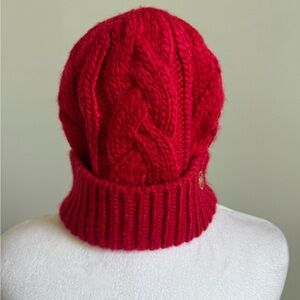 Red Cable Knit Beanie